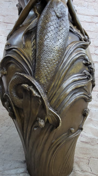 Mermaid Flower Vase Bronze Sculpture