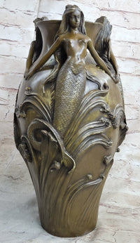 Mermaid Flower Vase Bronze Sculpture