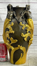 Nude Mermaid Figures on Vase Urn Sculpture Signed Milo