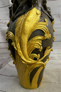 Nude Mermaid Figures on Vase Urn Sculpture Signed Milo