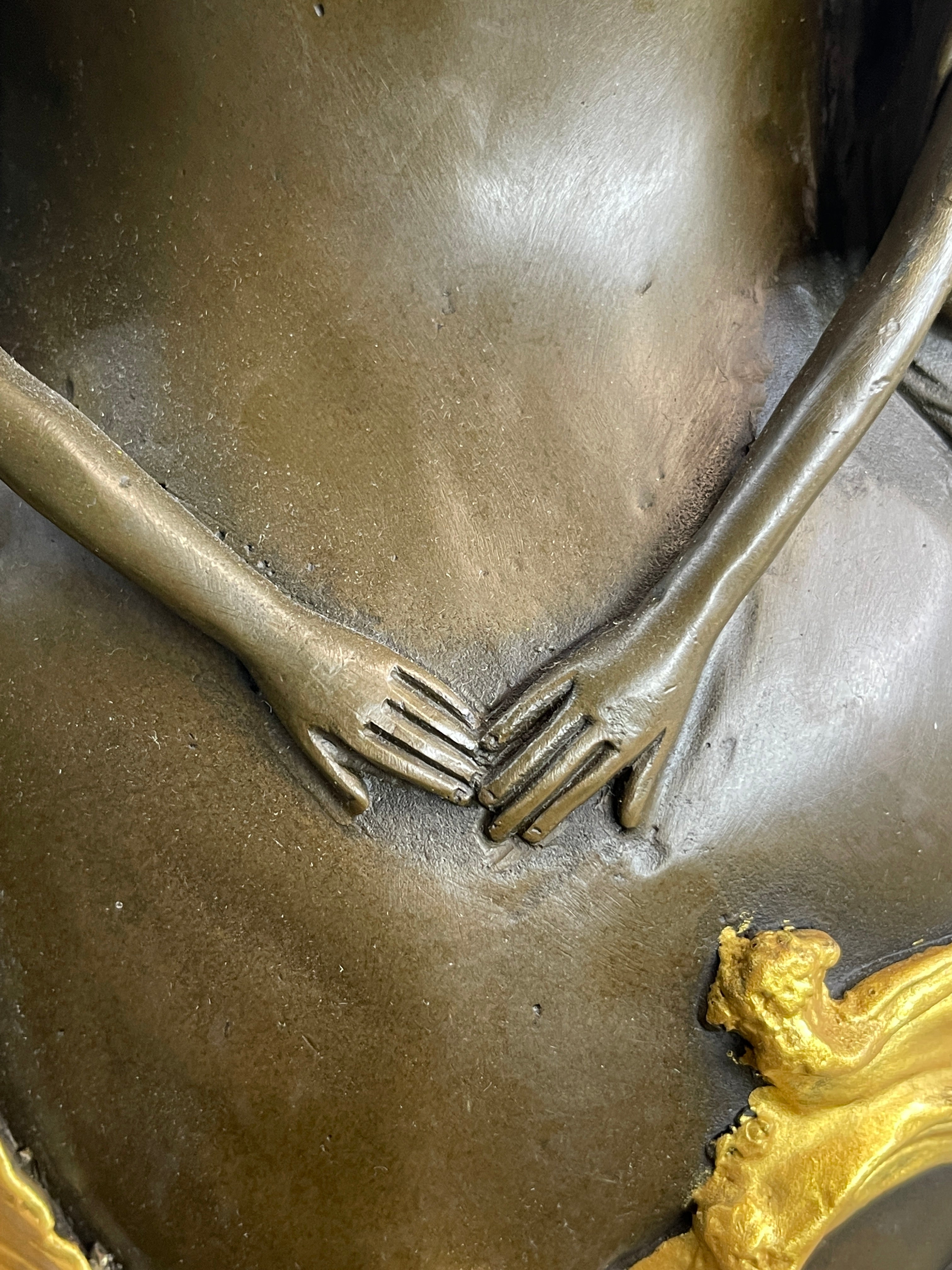Nude Mermaid Figures on Vase Urn Sculpture Signed Milo