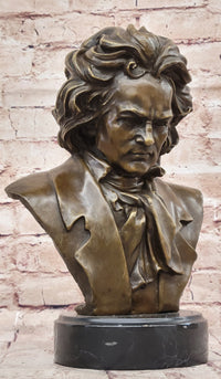 Ludwig van Beethoven Bronze Metal Bust Sculpture Art