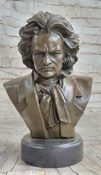 Ludwig van Beethoven Bronze Metal Bust Sculpture Art