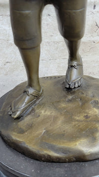 Japanese Scholar Bronze with Backpack - Vintage Young Boy Reading