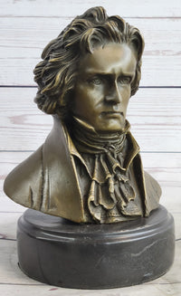 Ludwig van Beethoven Bronze Bust on Marble Base