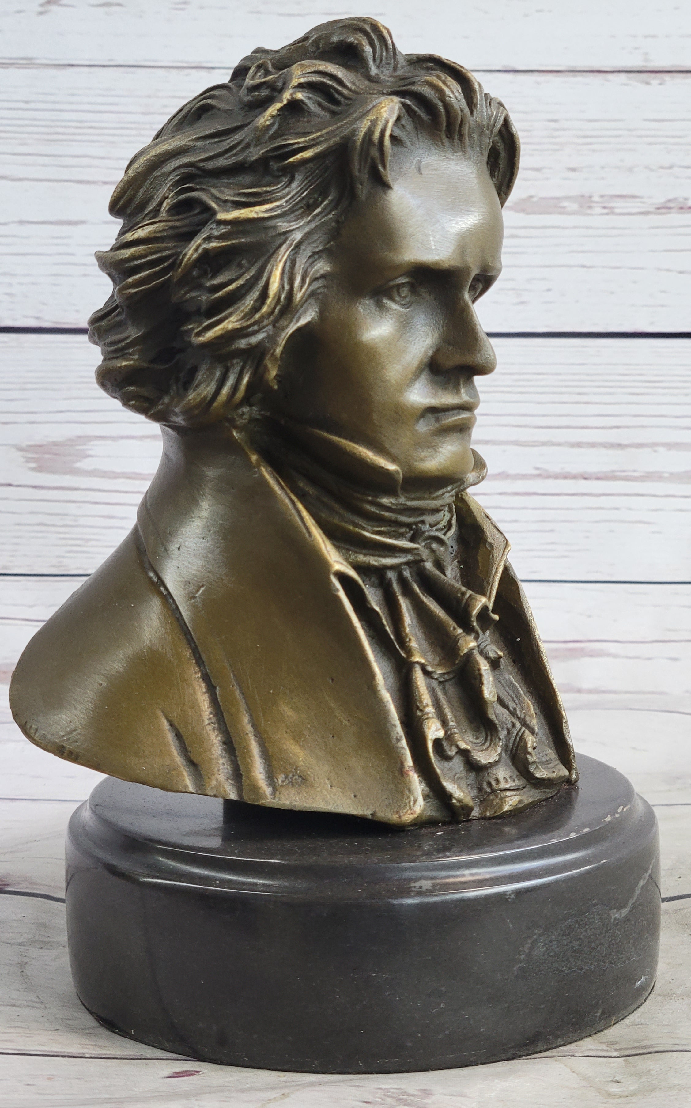 Ludwig van Beethoven Bronze Bust on Marble Base