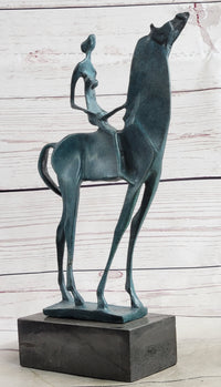 Salvador Dali Abstract Modern Artwork Woman on Horse Bronze
