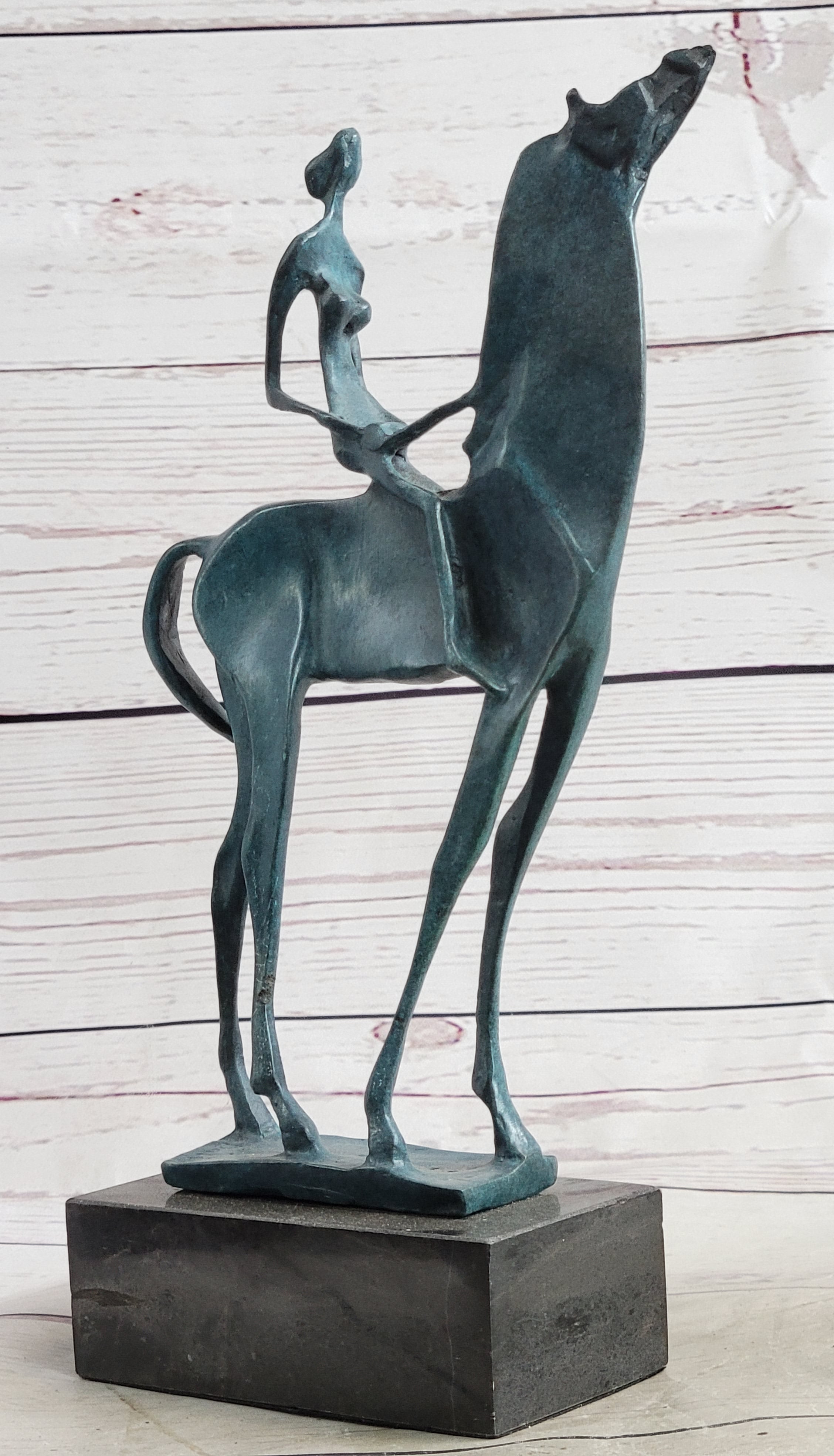 Salvador Dali Abstract Modern Artwork Woman on Horse Bronze