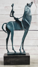 Salvador Dali Abstract Modern Artwork Woman on Horse Bronze