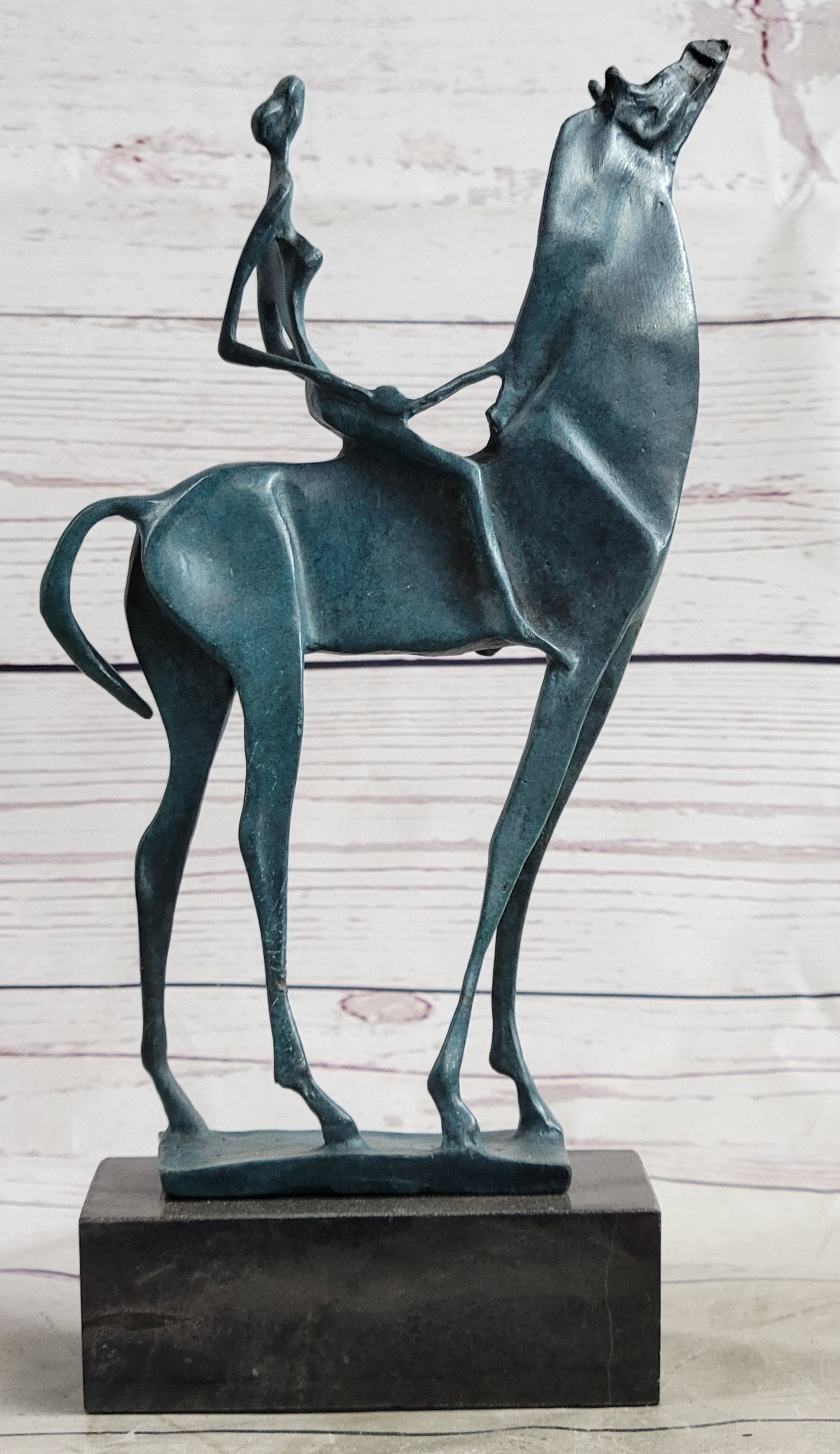 Salvador Dali Abstract Modern Artwork Woman on Horse Bronze