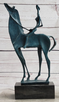 Salvador Dali Abstract Modern Artwork Woman on Horse Bronze