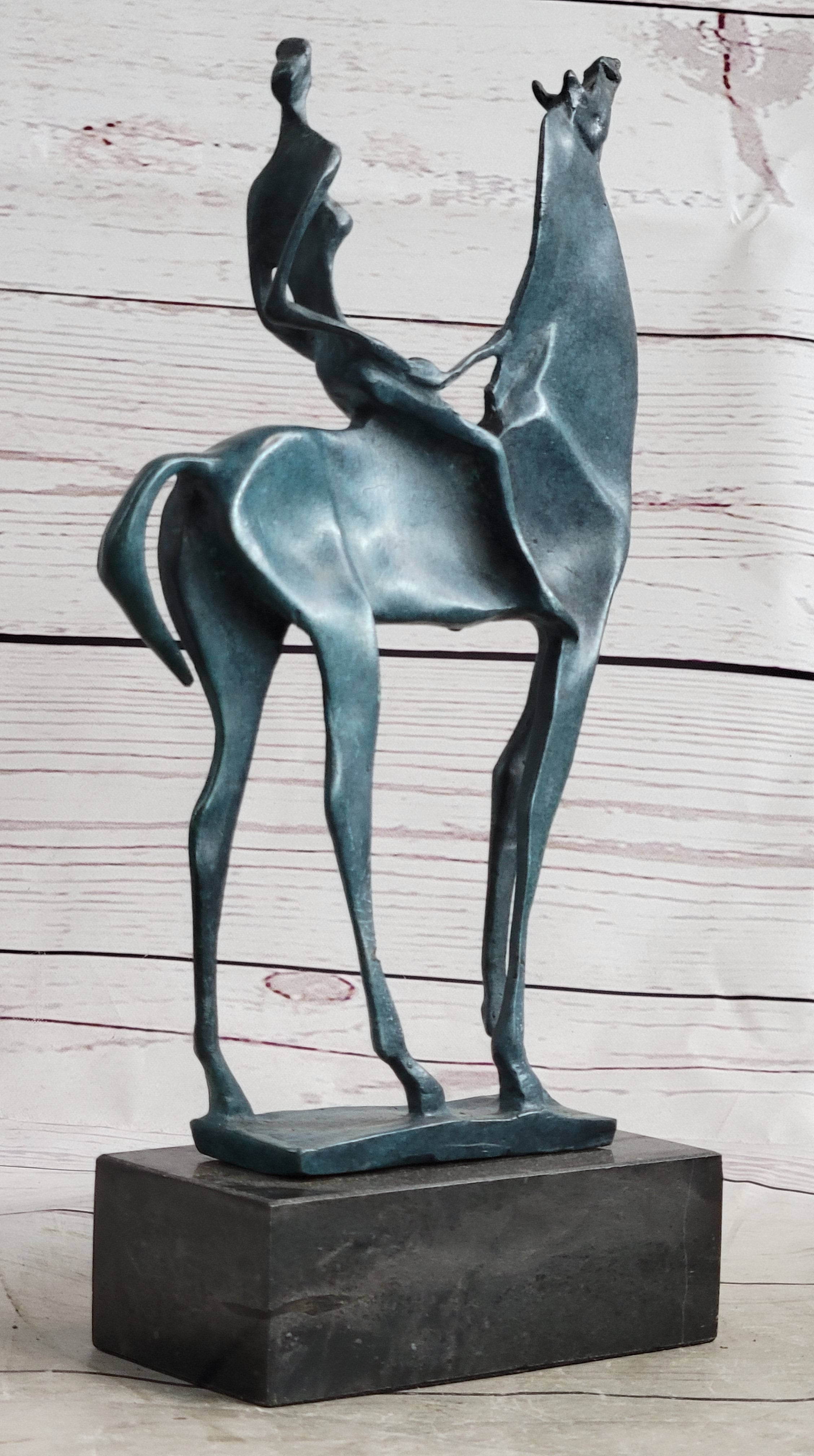 Salvador Dali Abstract Modern Artwork Woman on Horse Bronze