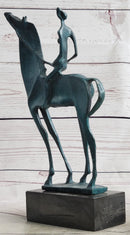 Salvador Dali Abstract Modern Artwork Woman on Horse Bronze