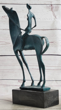 Salvador Dali Abstract Modern Artwork Woman on Horse Bronze