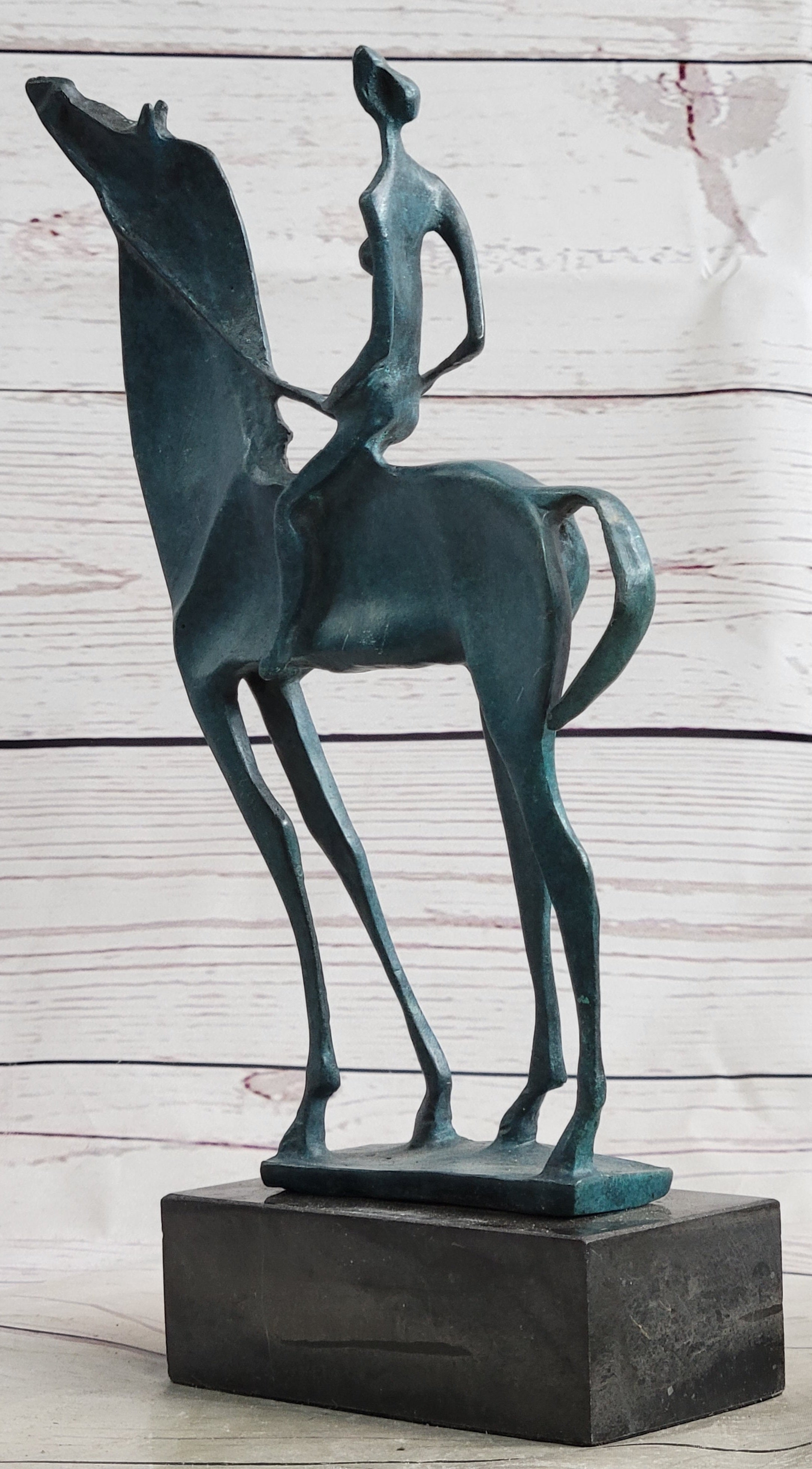 Salvador Dali Abstract Modern Artwork Woman on Horse Bronze