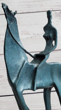 Salvador Dali Abstract Modern Artwork Woman on Horse Bronze