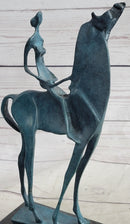 Salvador Dali Abstract Modern Artwork Woman on Horse Bronze