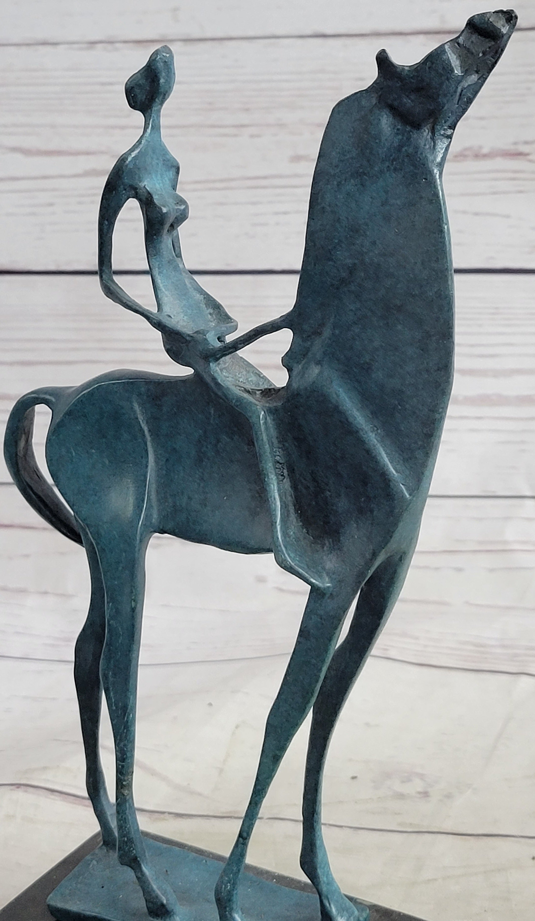 Salvador Dali Abstract Modern Artwork Woman on Horse Bronze