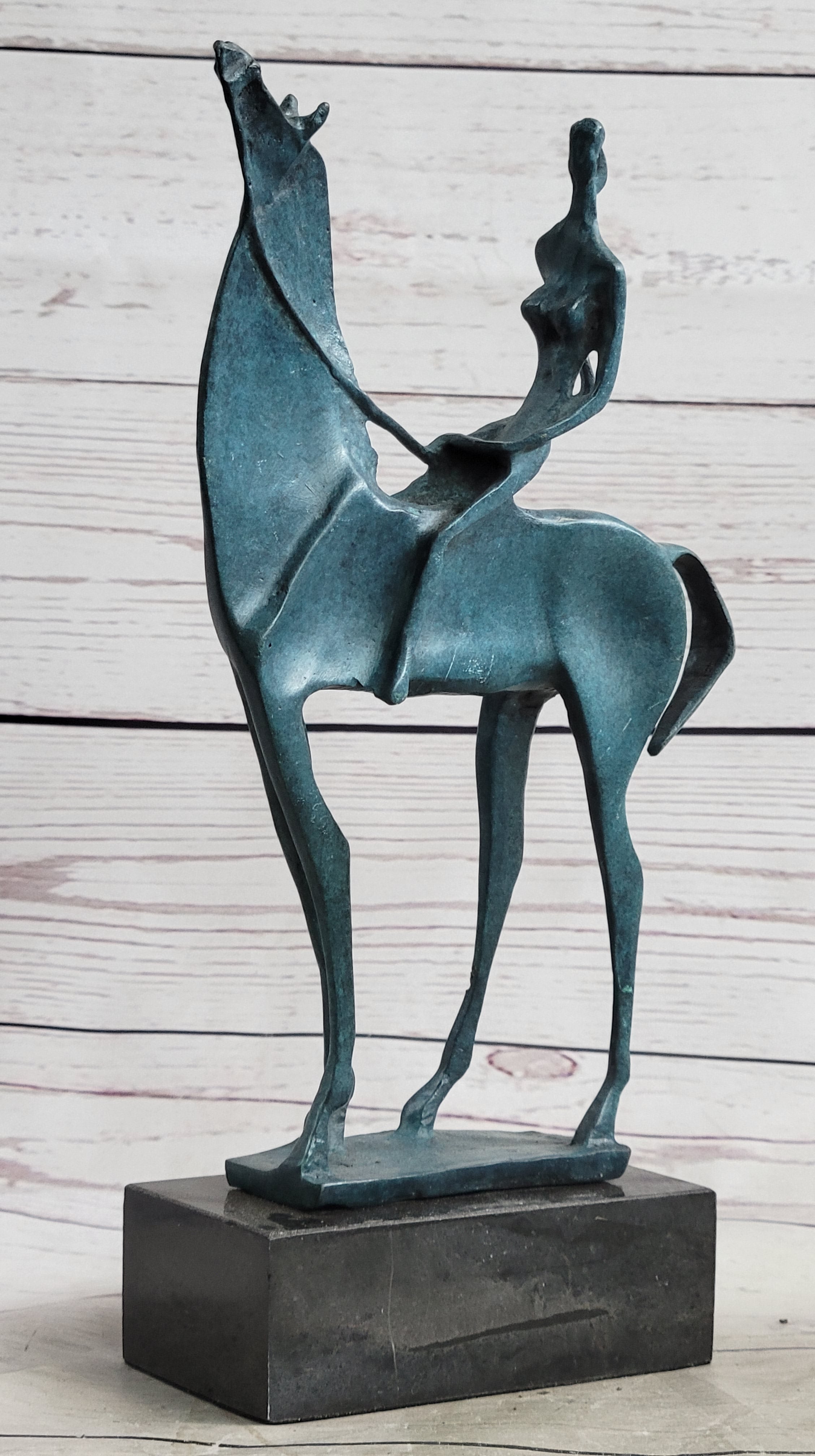 Salvador Dali Abstract Modern Artwork Woman on Horse Bronze
