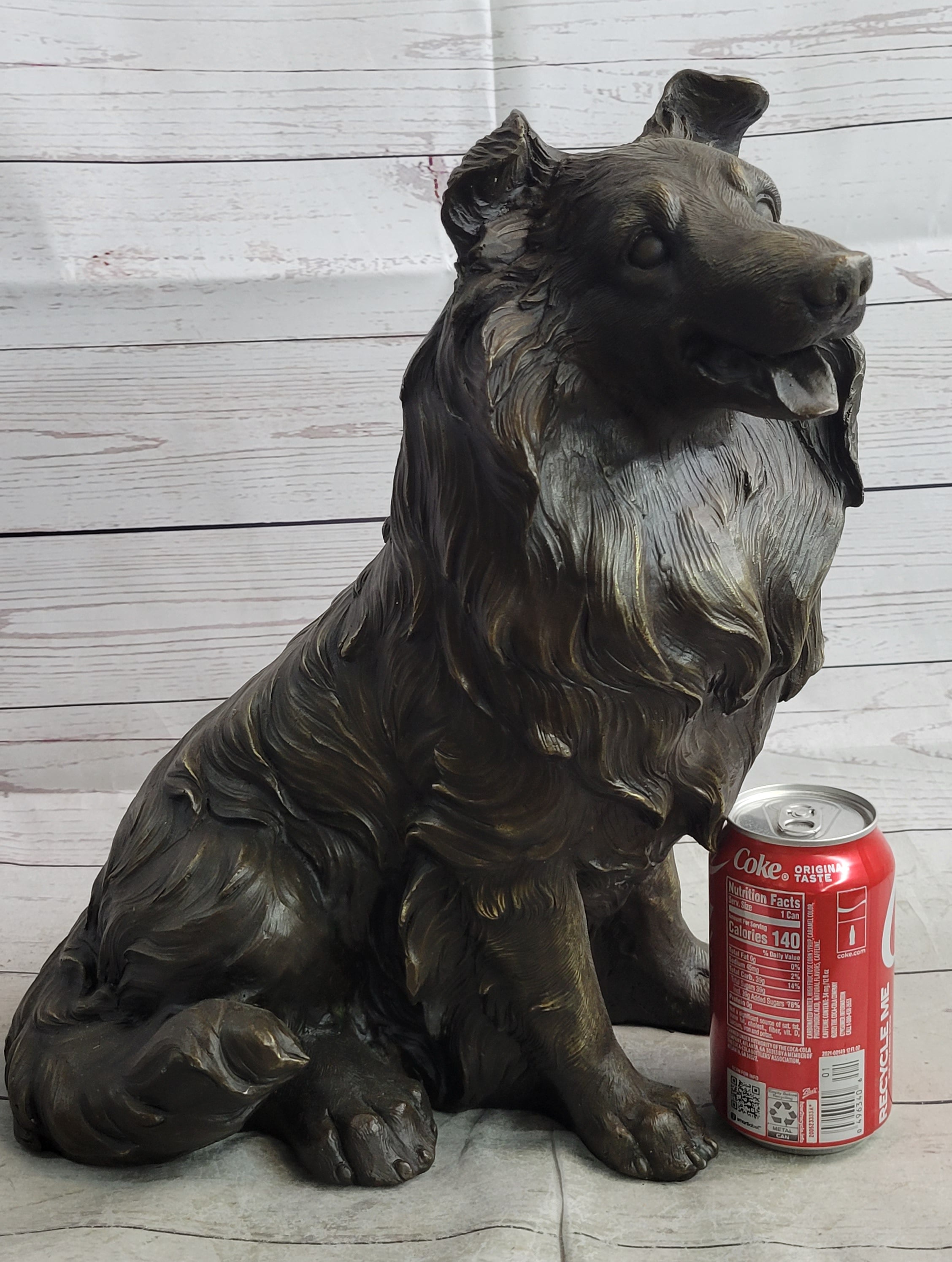 Hot Cast Bronze Shetland Sheep Dog Collie Figure Signed Art