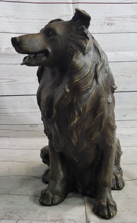 Hot Cast Bronze Shetland Sheep Dog Collie Figure Signed Art