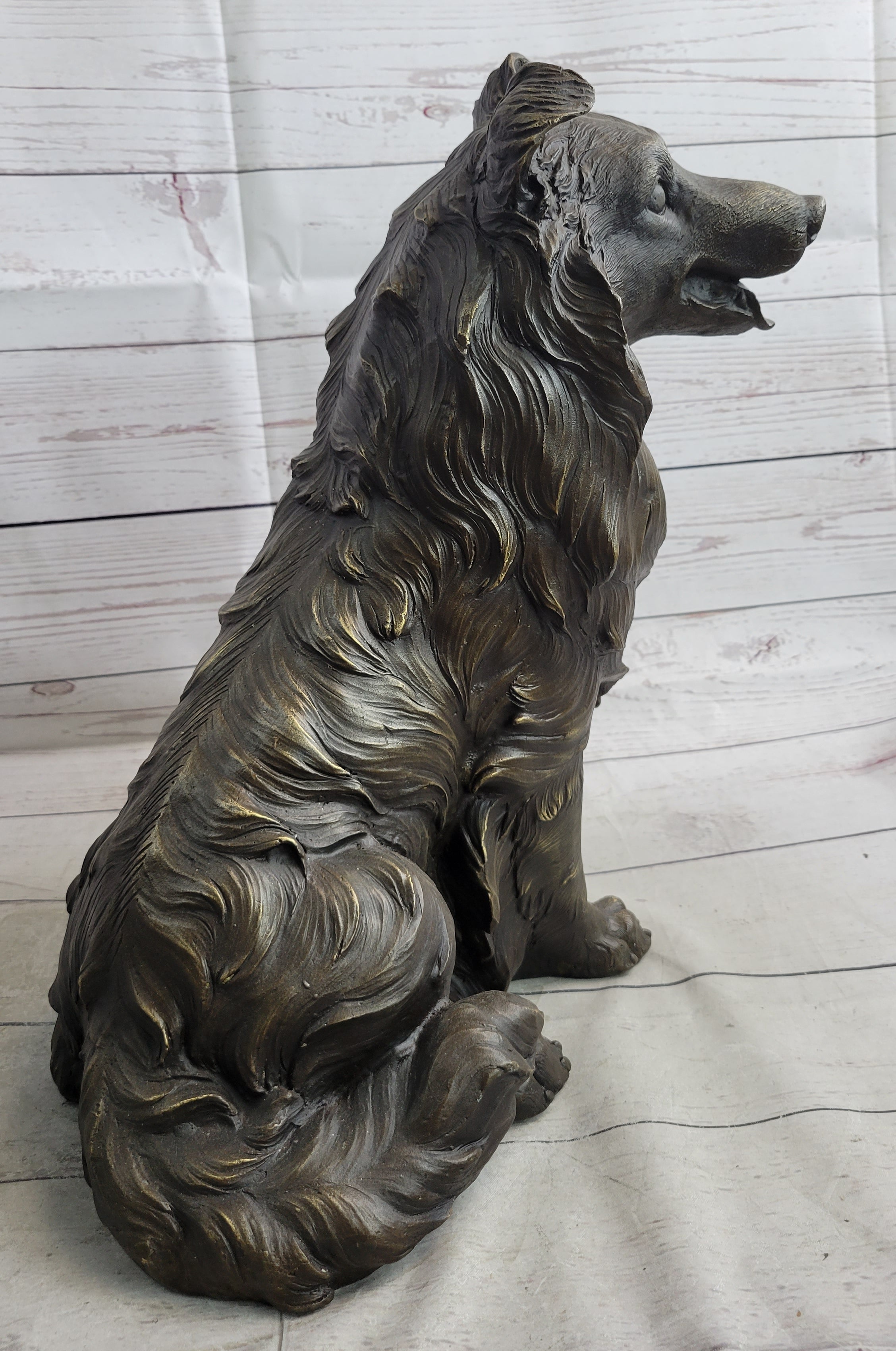 Hot Cast Bronze Shetland Sheep Dog Collie Figure Signed Art