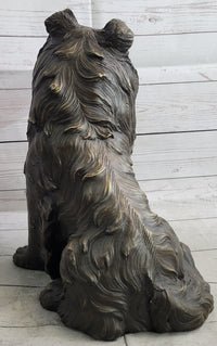 Hot Cast Bronze Shetland Sheep Dog Collie Figure Signed Art