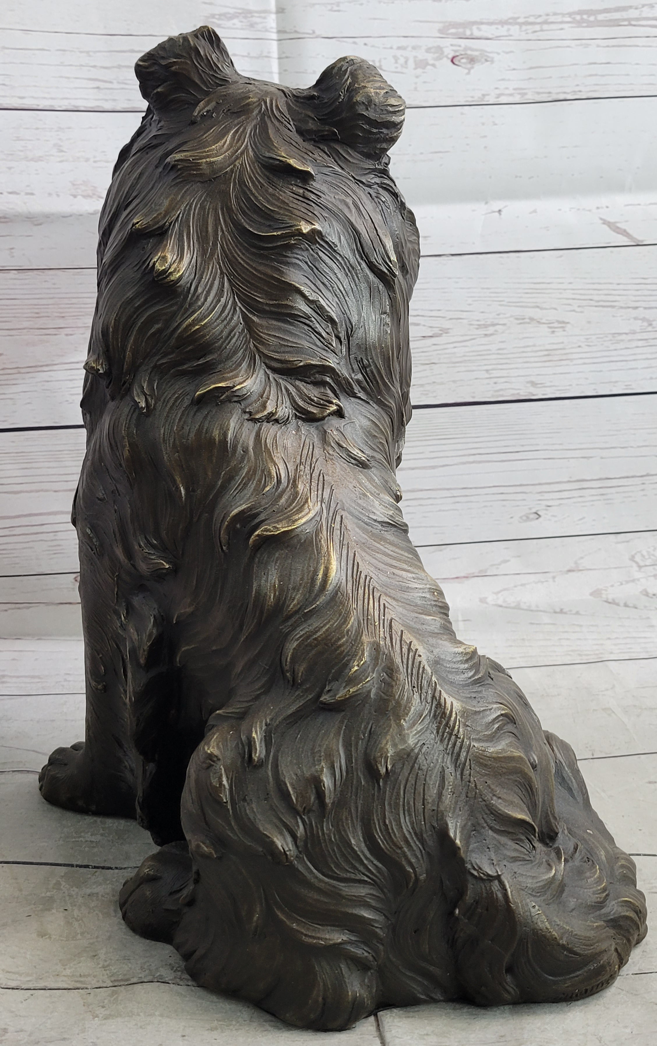 Hot Cast Bronze Shetland Sheep Dog Collie Figure Signed Art