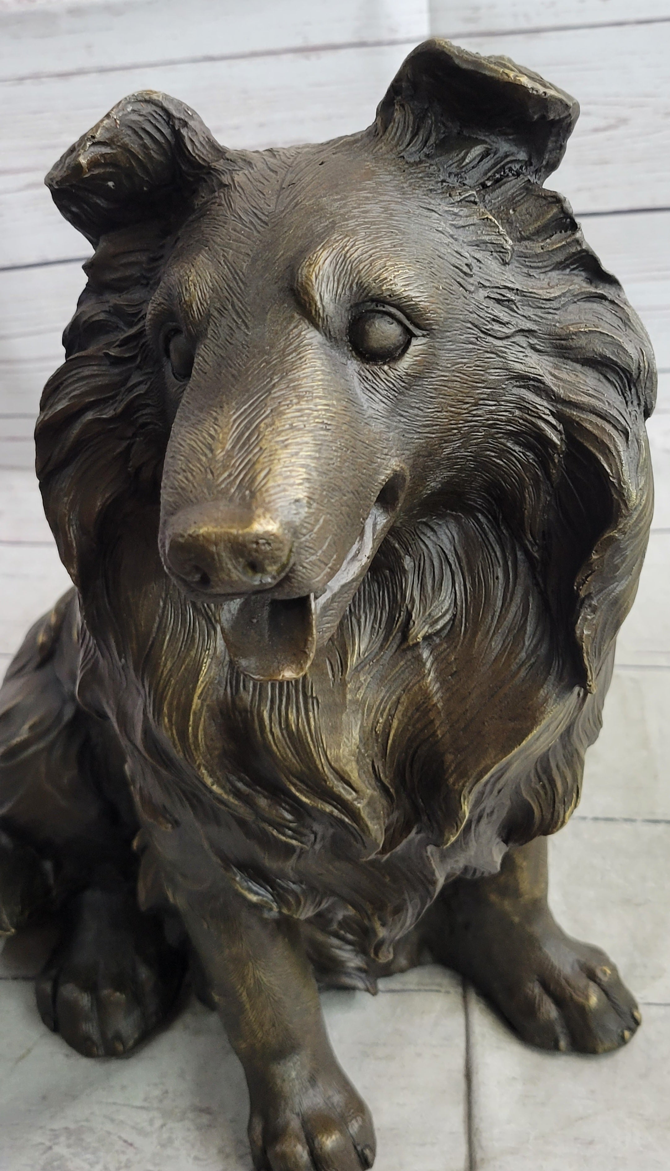 Hot Cast Bronze Shetland Sheep Dog Collie Figure Signed Art