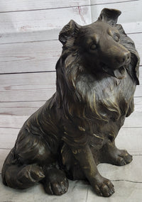 Hot Cast Bronze Shetland Sheep Dog Collie Figure Signed Art