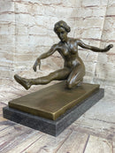 Signed Jean Patoue Nude Diana Bronze Sculpture Art Deco