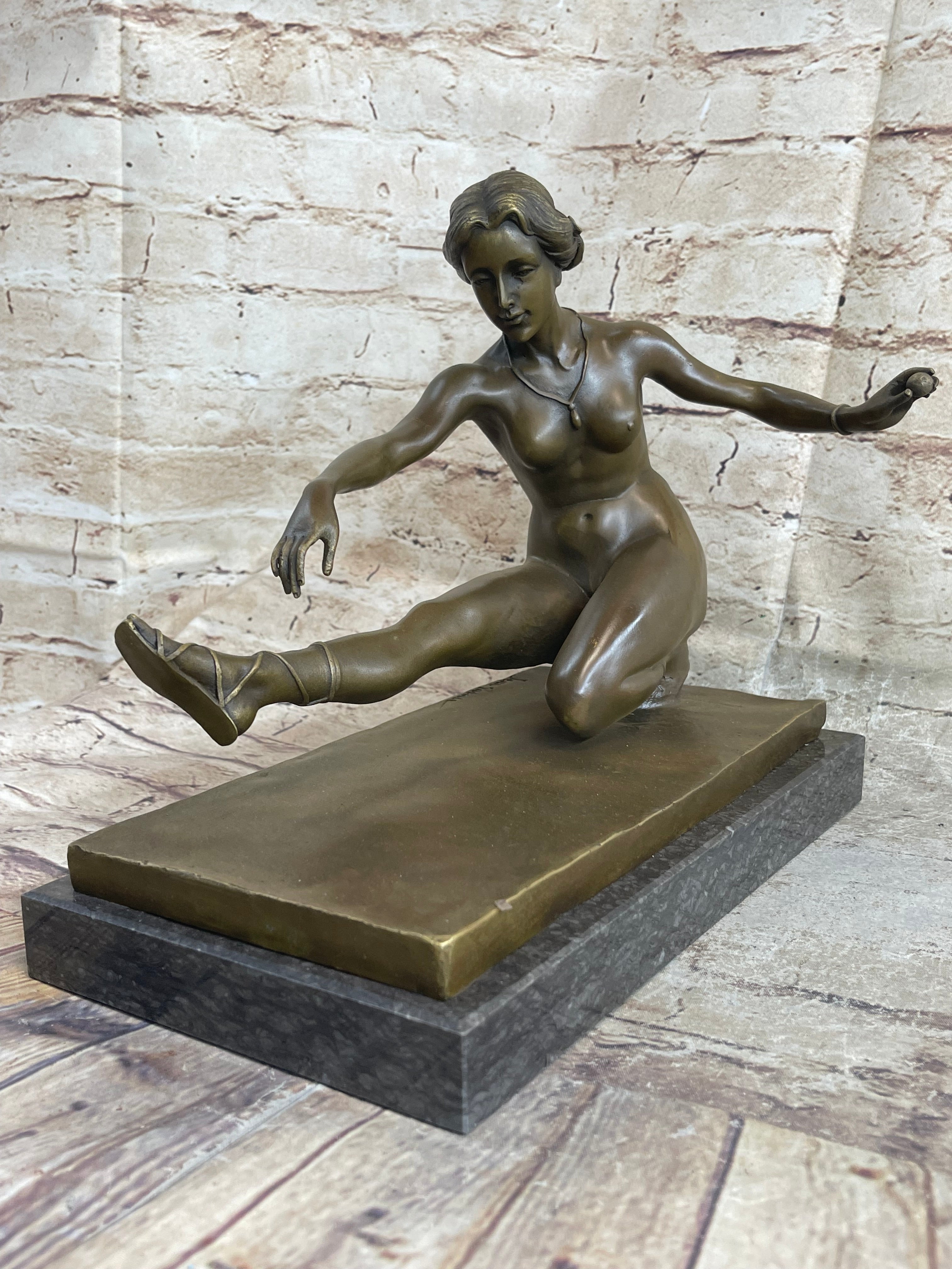 Signed Jean Patoue Nude Diana Bronze Sculpture Art Deco