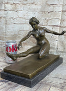 Signed Jean Patoue Nude Diana Bronze Sculpture Art Deco