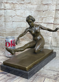 Signed Jean Patoue Nude Diana Bronze Sculpture Art Deco
