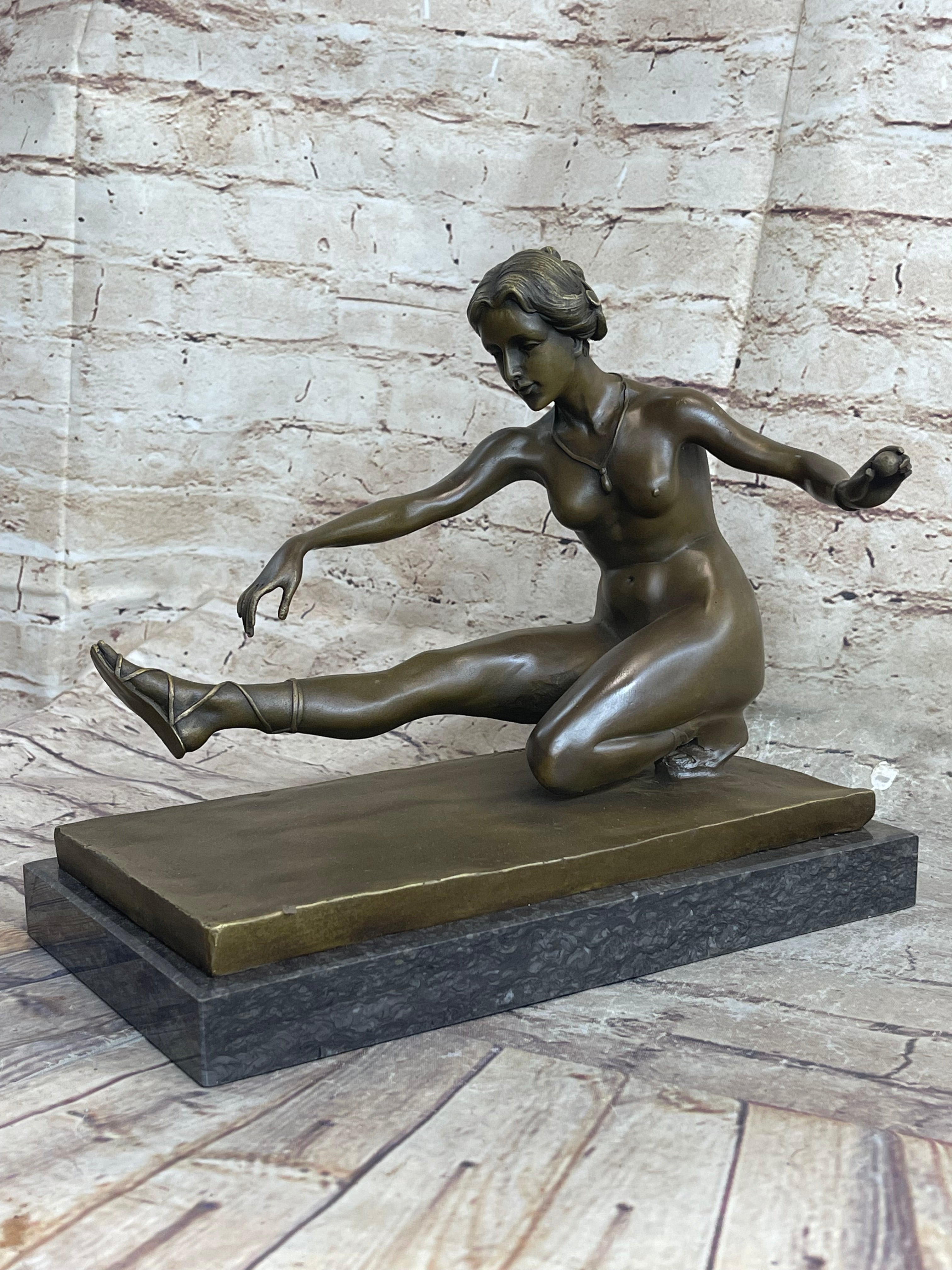 Signed Jean Patoue Nude Diana Bronze Sculpture Art Deco
