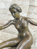 Signed Jean Patoue Nude Diana Bronze Sculpture Art Deco