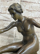 Signed Jean Patoue Nude Diana Bronze Sculpture Art Deco