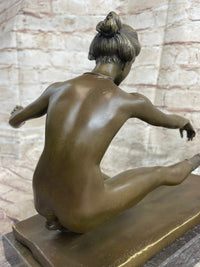 Signed Jean Patoue Nude Diana Bronze Sculpture Art Deco