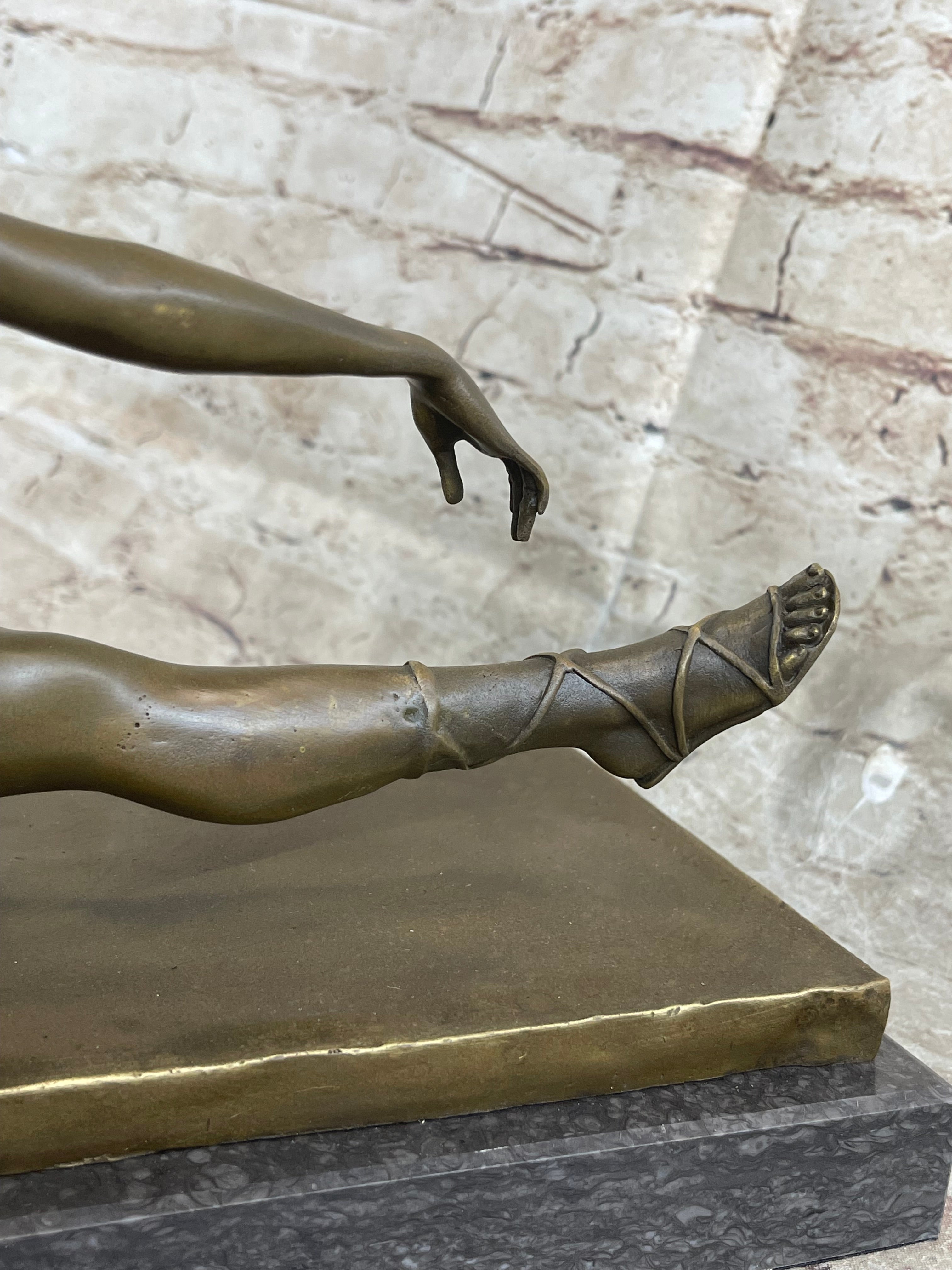 Signed Jean Patoue Nude Diana Bronze Sculpture Art Deco