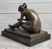 Nude Female Figure Classical Beauty Hot Cast Bronze Sculpture Signed