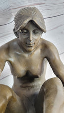 Nude Female Figure Classical Beauty Hot Cast Bronze Sculpture Signed