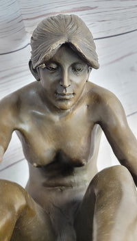 Nude Female Figure Classical Beauty Hot Cast Bronze Sculpture Signed