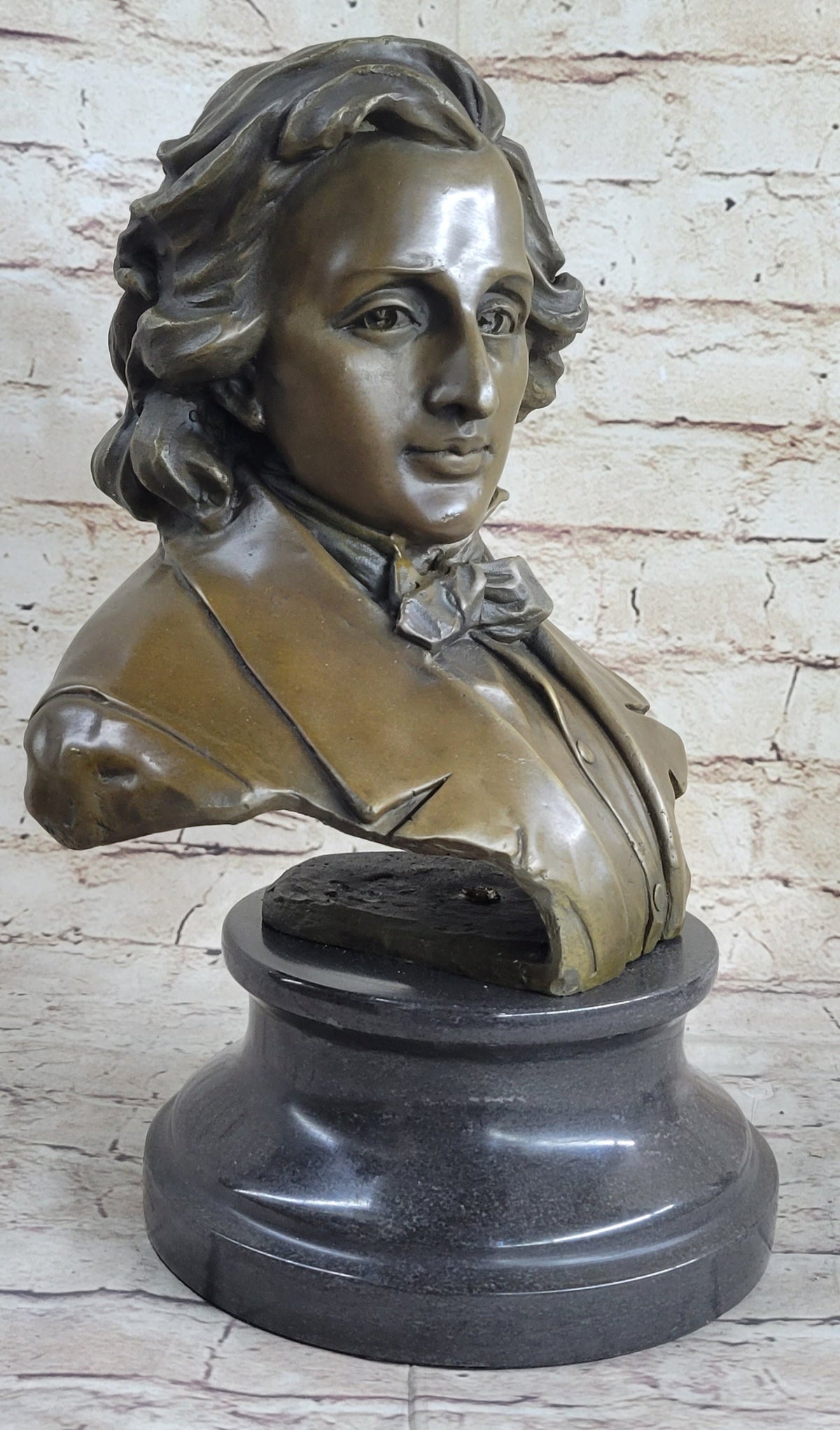 Frederic Chopin Bronze Bust Sculpture Statue Classical Composer Decor Original Art on Marble Base