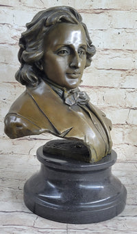 Frederic Chopin Bronze Bust Sculpture Statue Classical Composer Decor Original Art on Marble Base