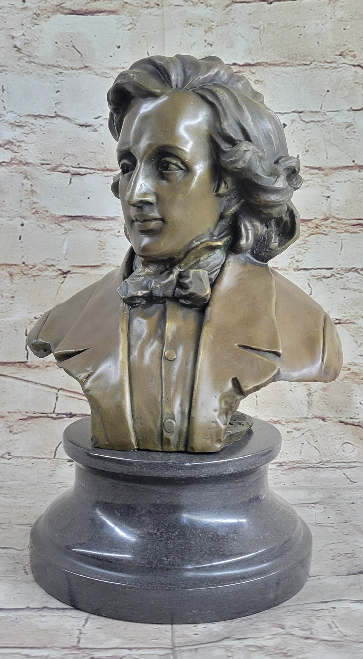 Frederic Chopin Bronze Bust Sculpture Statue Classical Composer Decor Original Art on Marble Base
