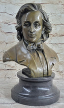 Frederic Chopin Bronze Bust Sculpture Statue Classical Composer Decor Original Art on Marble Base