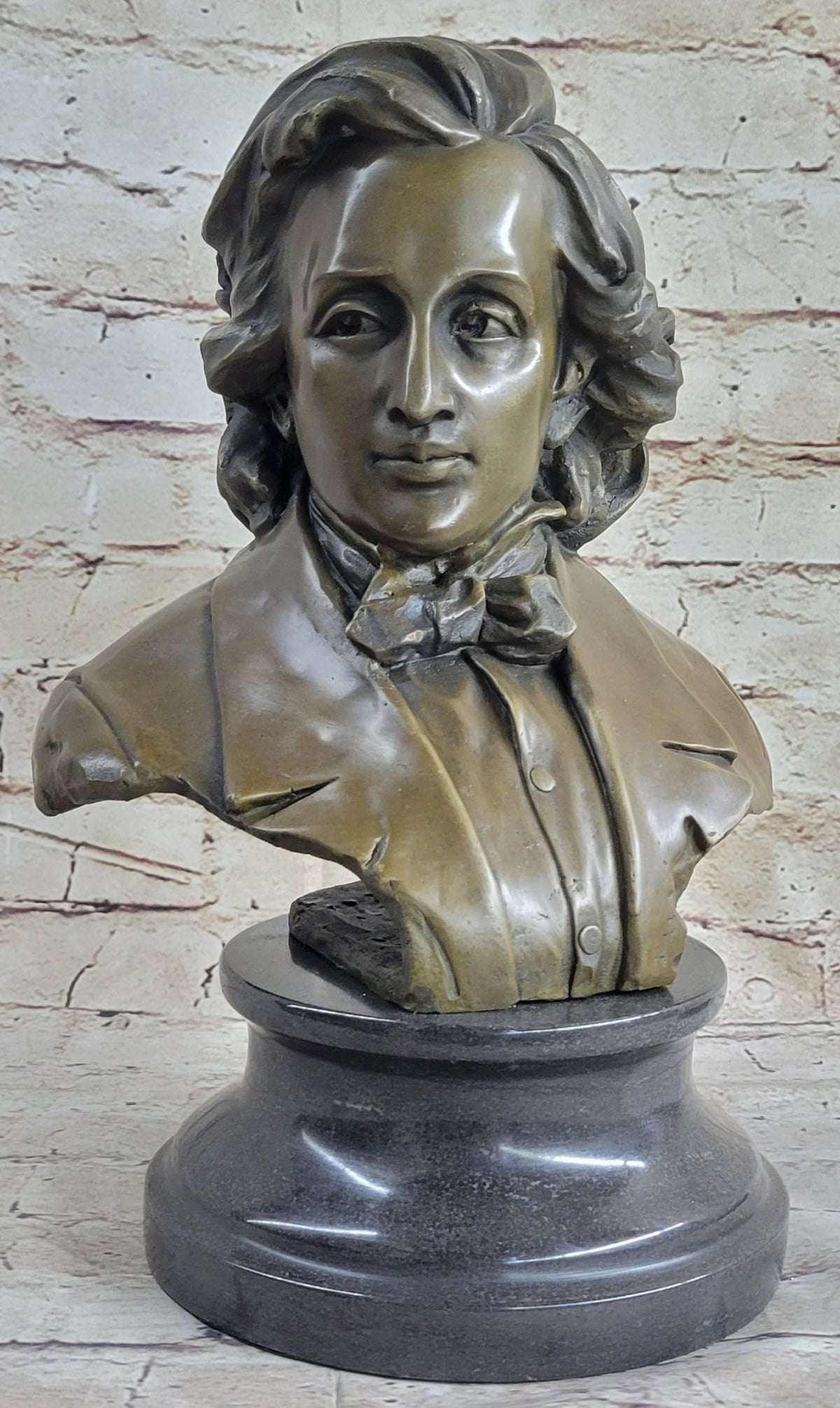 Frederic Chopin Bronze Bust Sculpture Statue Classical Composer Decor Original Art on Marble Base