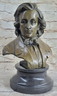 Frederic Chopin Bronze Bust Sculpture Statue Classical Composer Decor Original Art on Marble Base
