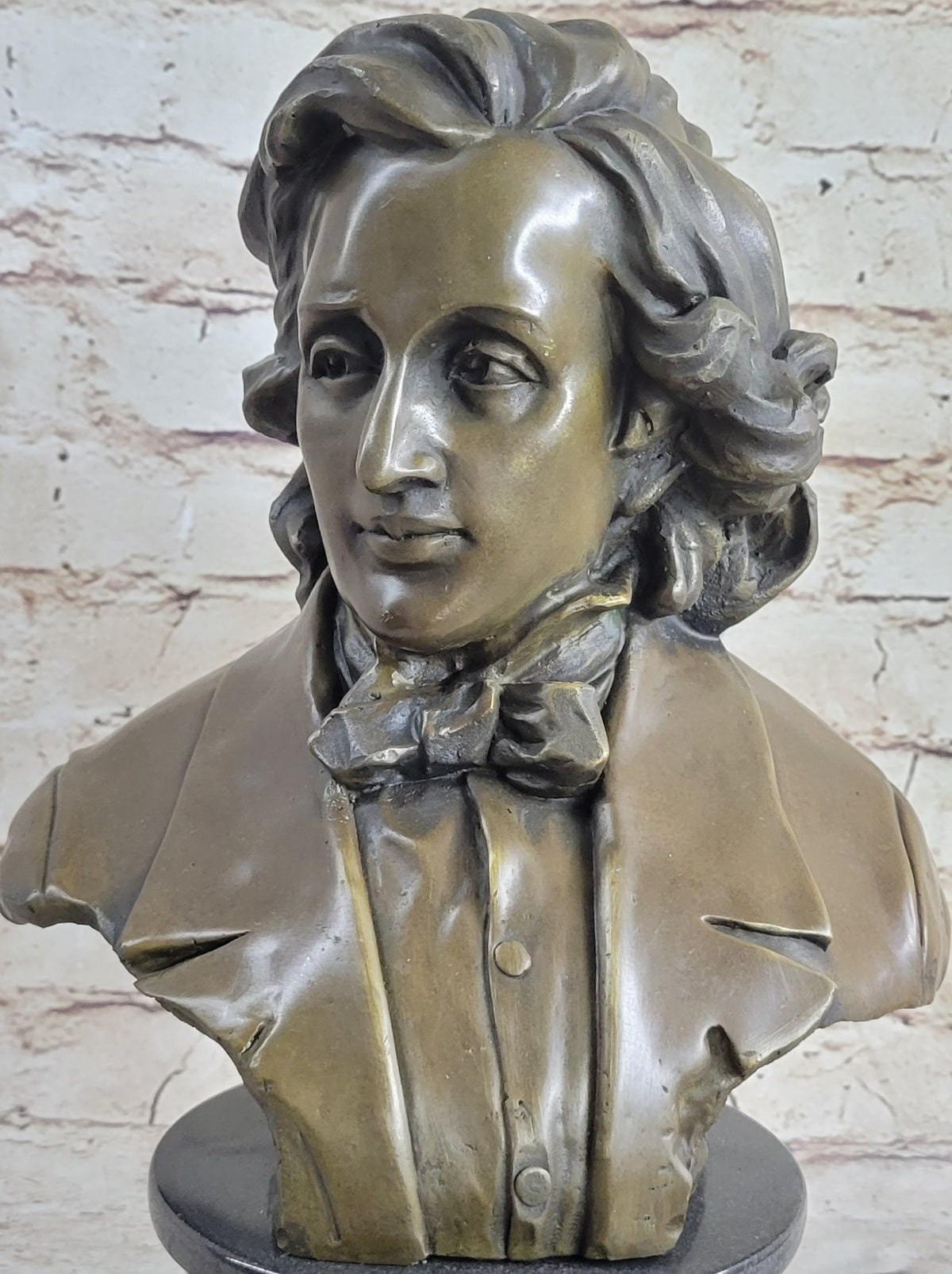 Frederic Chopin Bronze Bust Sculpture Statue Classical Composer Decor Original Art on Marble Base