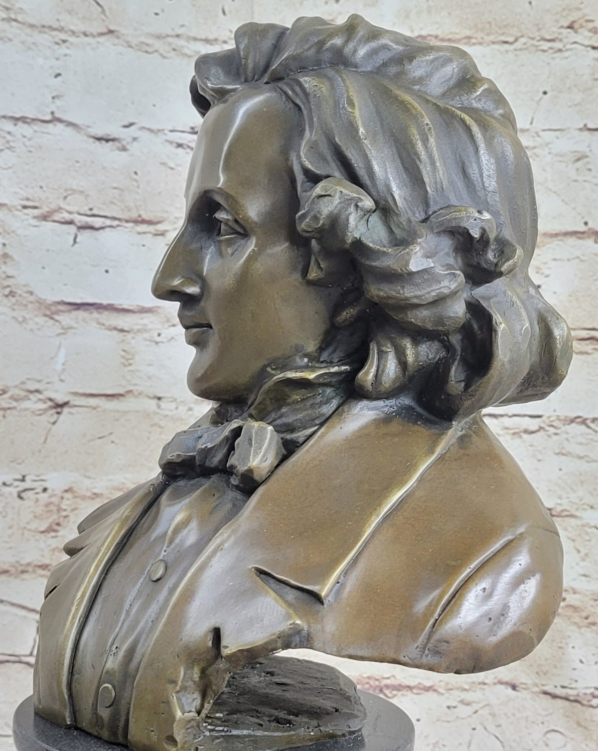 Frederic Chopin Bronze Bust Sculpture Statue Classical Composer Decor Original Art on Marble Base